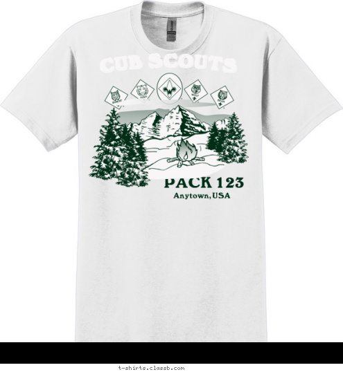 Sometimes it takes looking through the haze of campfire smoke to see the world clearly ~ Baden Powell CUB SCOUTS PACK 123 Anytown, USA T-shirt Design 