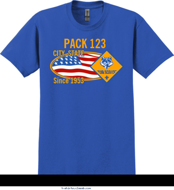 Cub Scout™ Pack Design » SP81 Patriotic Oval Flag Dark Shirts