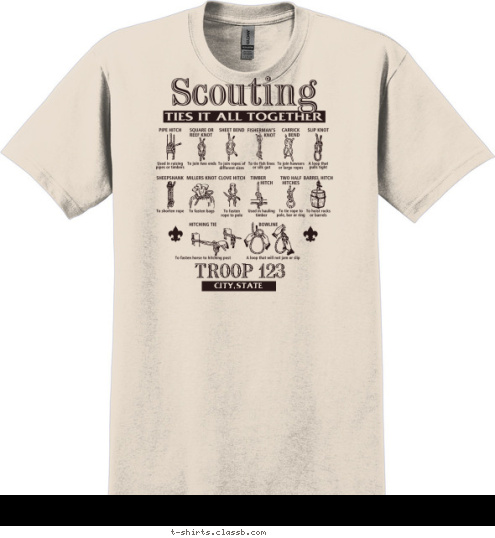 Your text here TROOP 123 CITY, STATE T-shirt Design SP89