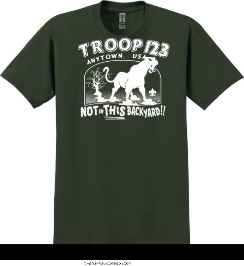 TROOP Your text here ANYTOWN, USA         123 TROOP T-shirt Design SP90