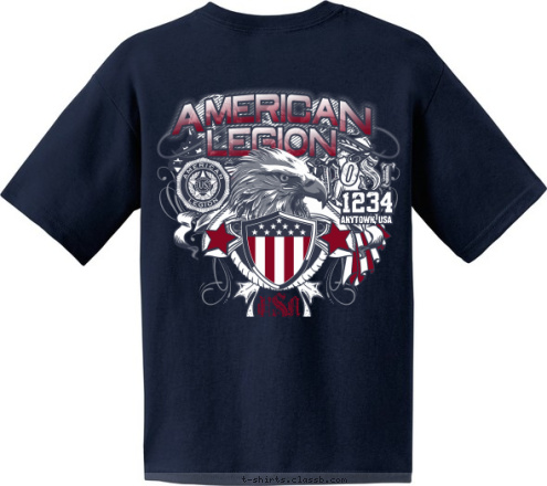 ANYTOWN, USA AMERICAN LEGION
 1234 POST 1234
 USA T-shirt Design 