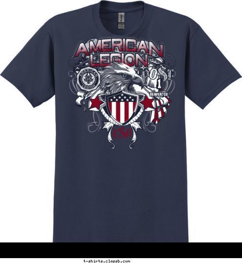 AMERICAN LEGION
 DENVER, CO 1 USA POST 1234
 T-shirt Design 