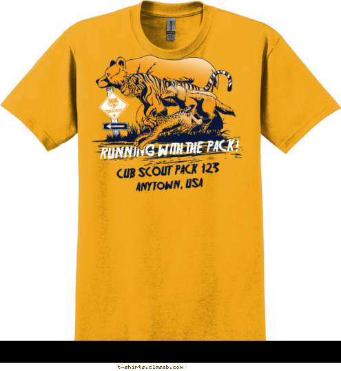 CUB SCOUT  PACK  123 Anytown, USA RUNNING WITH THE PACK! T-shirt Design 