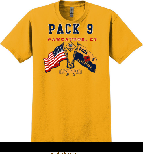 PACK 9 Pawcatuck, CT EST. 1920 PACK  9    Pawcatuck, CT  T-shirt Design 