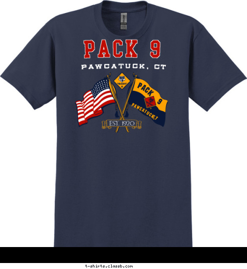 PACK 9 Pawcatuck, CT EST. 1920 PACK      9  CT Pawcatuck,  T-shirt Design 