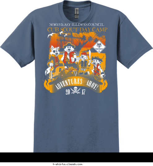 NORTHEAST ILLINOIS COUNCIL CUB SCOUT DAY CAMP ADVENTURES AHOY! 20    17 T-shirt Design 