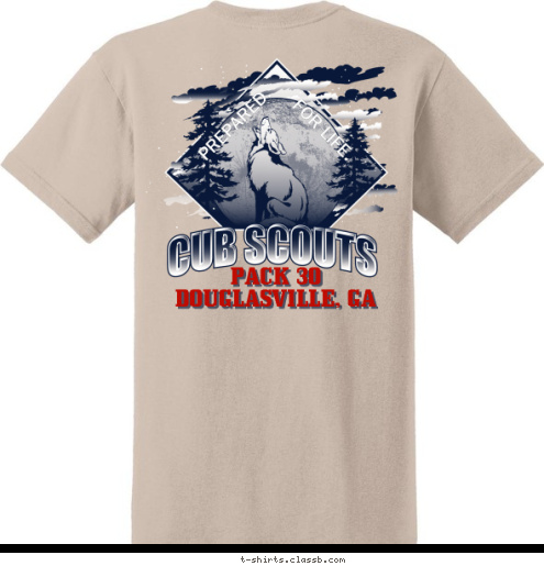 PACK 30
DOUGLASVILLE, GA PREPARED. FOR LIFE. T-shirt Design 