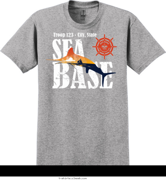 Marlin and Sailboat Sea Base T-shirt Design