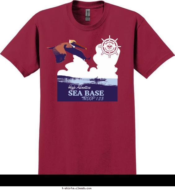 Pelican and Kayakers Sea Base T-shirt Design