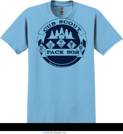 WE LIKE TO CAMP MECHANICSVILLE, VA PACK 502 CUB SCOUT T-shirt Design 