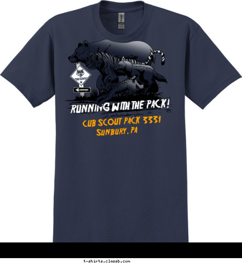 CUB SCOUT  PACK  3331 Sunbury, PA RUNNING WITH THE PACK! T-shirt Design 