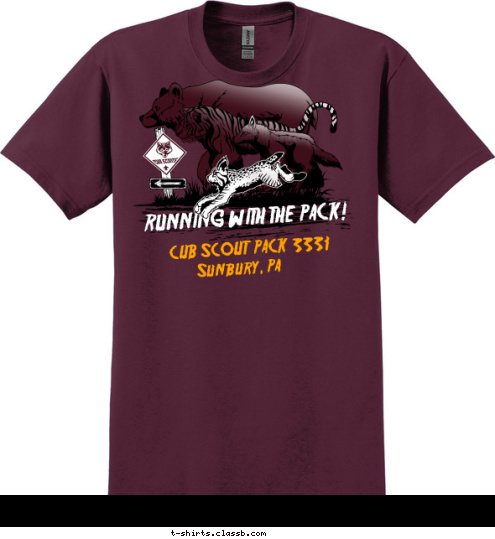 CUB SCOUT  PACK  3331 Sunbury, PA RUNNING WITH THE PACK! T-shirt Design 