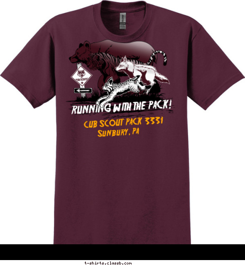 CUB SCOUT  PACK  3331 Sunbury, PA RUNNING WITH THE PACK! T-shirt Design 