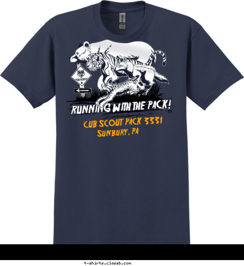 CUB SCOUT  PACK  3331 Sunbury, PA RUNNING WITH THE PACK! T-shirt Design 