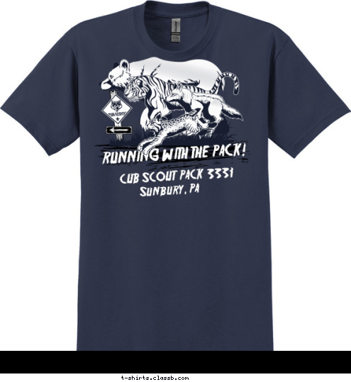 CUB SCOUT  PACK  3331 Sunbury, PA RUNNING WITH THE PACK! T-shirt Design 