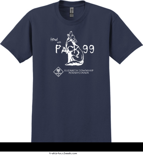 with Howl Elizabeth Township
Pennsylvania PACK 99 T-shirt Design 