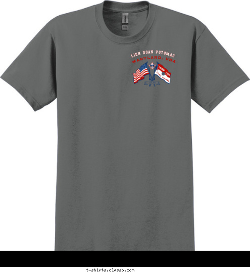 New Text LIEN DOAN POTOMAC MARYLAND, USA EST. 1994 MD SILVER SPRING, TROOP 1794 T-shirt Design 