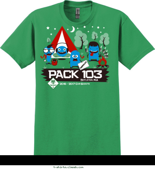 2016 - 2017 Cub Scouts Boylston, MA PACK 103 T-shirt Design 