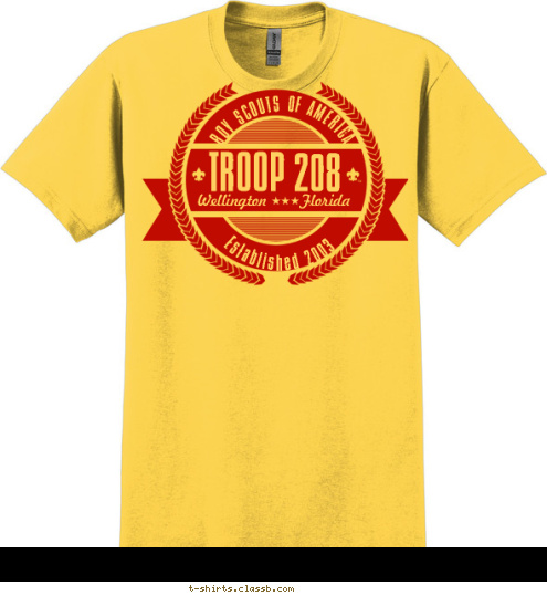 Wellington        Florida Established 2003 BOY SCOUTS OF AMERICA TROOP 208 T-shirt Design 