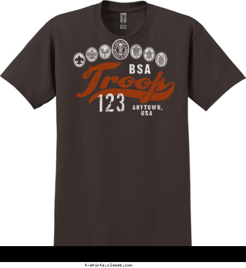 BSA 123 ANYTOWN,
USA T-shirt Design SP2551