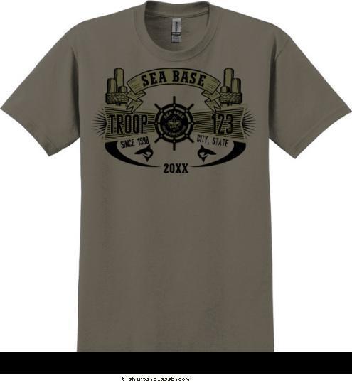 SEA BASE 2012 123 TROOP ANYTOWN, USA SINCE 1998 T-shirt Design SP613