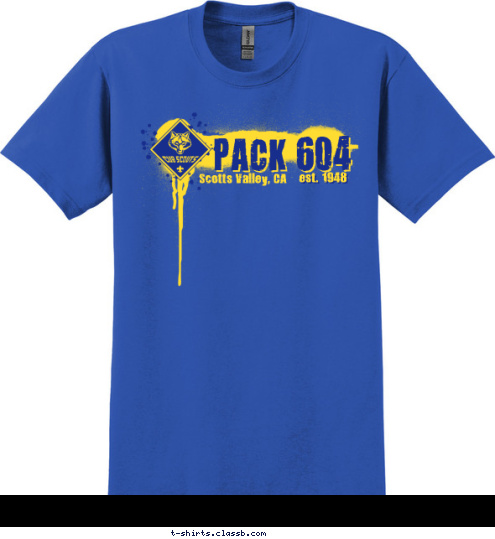 est. 1948 PACK 604 Scotts Valley, CA T-shirt Design 