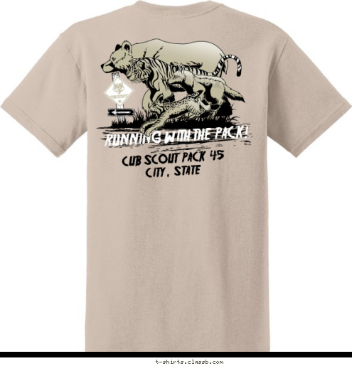 CUB SCOUT  PACK  45 CITY, STATE RUNNING WITH THE PACK! T-shirt Design 