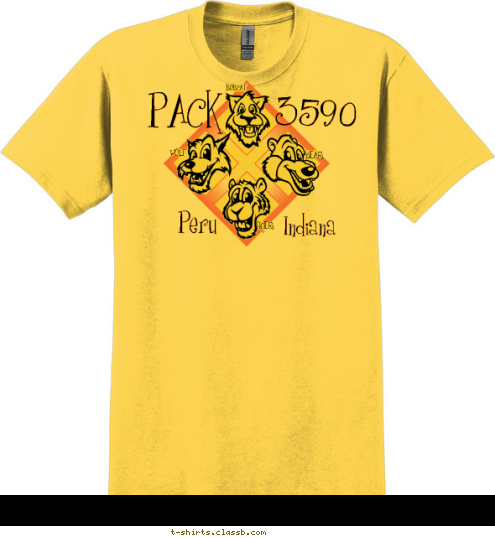 Indiana Peru 3590 PACK TIGER WOLF BEAR BOBCAT T-shirt Design 