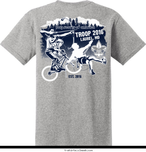 LAUREL, MD EST. 2016 TROOP 2016 TROOP 2016 LAUREL, MD T-shirt Design 