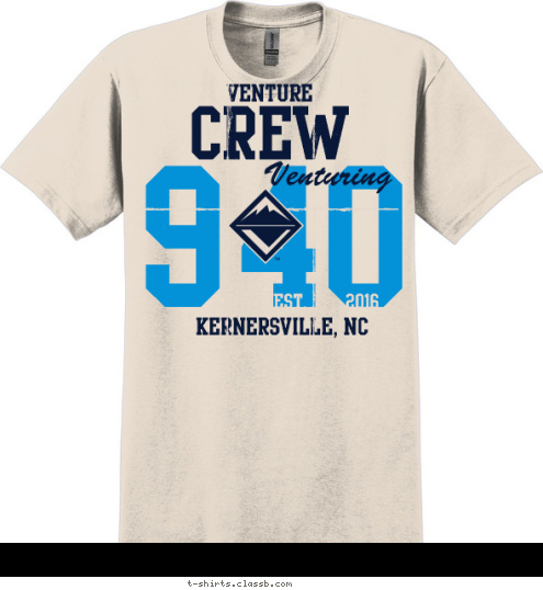 Venturing 2016 EST. Kernersville, NC 940 CREW VENTURE T-shirt Design 