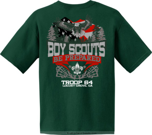 TROOP 64
 Locust Grove, GA TROOP 64
 BOY SCOUTS Locust Grove, GA TROOP 64
 T-shirt Design 