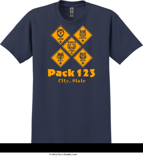 Your text here Pack 123 City, State
 T-shirt Design SP3