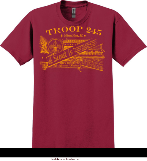 TROOP 245 Hilton Head, SC Est. 1910 T-shirt Design 