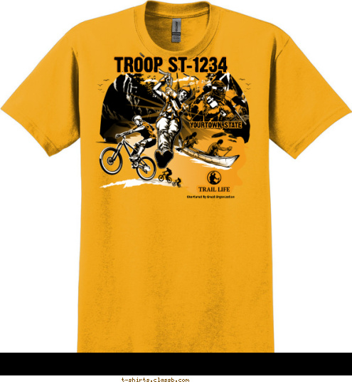 Chartered By Great Organization YOURTOWN, STATE TROOP ST-1234 T-shirt Design 