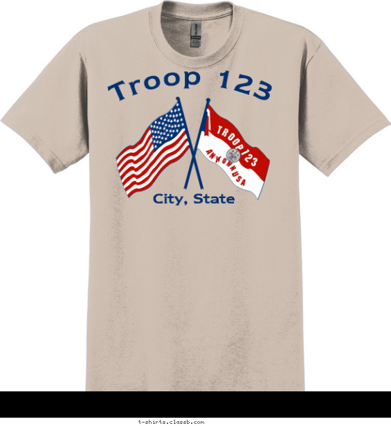 Crossed American and Troop Flag T-shirt Design