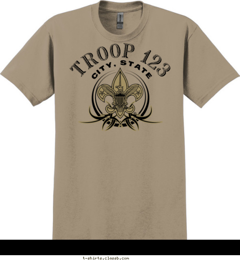 TROOP 123 CITY, STATE T-shirt Design 