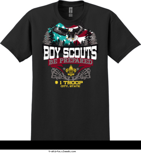 # 1 Troop CITY, STATE BOY SCOUTS Woodstock, GA PACK 999 T-shirt Design 