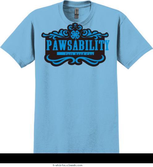 New Text E C Fort Bend County Pawsability T-shirt Design 