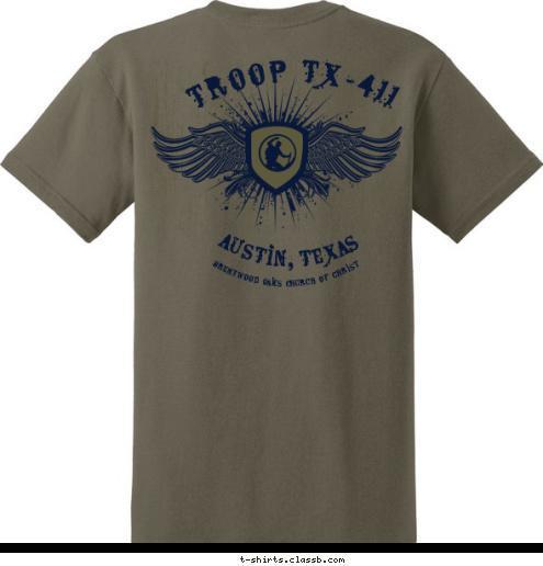 Brentwood Oaks Church of Christ AUSTIN, TEXAS TROOP TX-411 T-shirt Design 