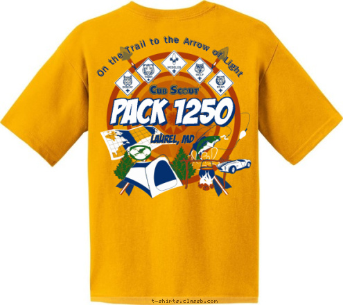 On the Trail to the Arrow of Light      Laurel, MD
 PACK 1250 T-shirt Design 