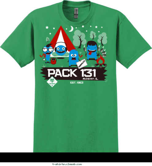 EST. 1953 McHenry, IL. PACK 131 T-shirt Design 