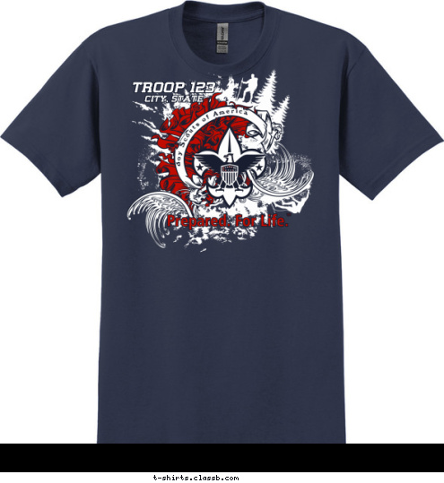 TROOP 123 CITY, STATE Boy Scouts of America T-shirt Design 