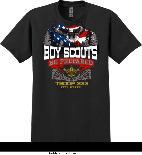 TROOP 333 CITY, STATE BOY SCOUTS T-shirt Design 