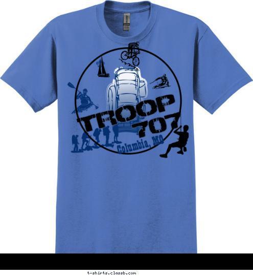 BOY SCOUT TROOP 123 CITY,
 STATE Columbia, MO TROOP 33 Kansas City, KS 707

 TROOP 

 T-shirt Design 