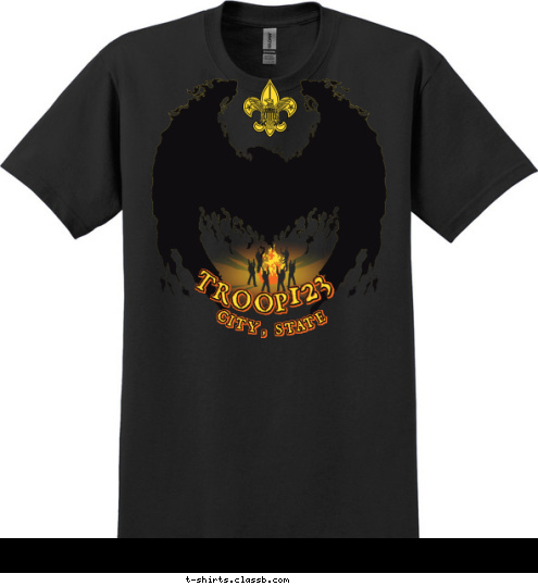 CITY, STATE 123 TROOP T-shirt Design 