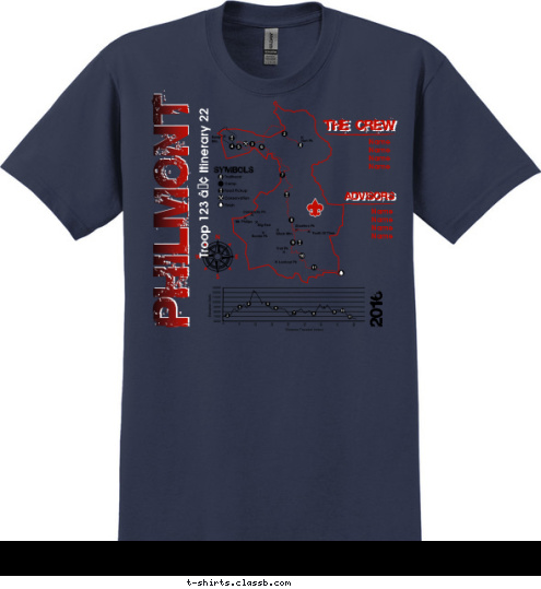 Troop 123 • Itinerary 22 THE CREW THE CREW ADVISORS ADVISORS Name
Name
Name
Name


 Name
Name
Name
Name


 2016 T-shirt Design 