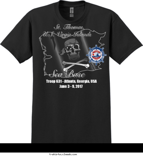 St. Thomas, U.S. Virgin Islands Sea Base Troop 631 - Atlanta, Georgia, USA June 3 - 9, 2017 T-shirt Design 