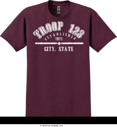 Your text here TROOP 123 CITY, STATE 1975 ESTABLISHED T-shirt Design SP95