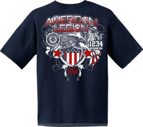 AMERICAN LEGION
 ANYTOWN, USA POST 1234
 1234 USA T-shirt Design 