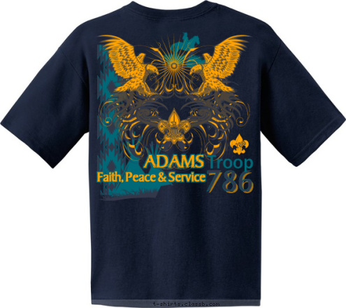 Troop TROOP 786 All Dulles Area Muslim Society 2010 786 ADAMS Faith, Peace & Service T-shirt Design 